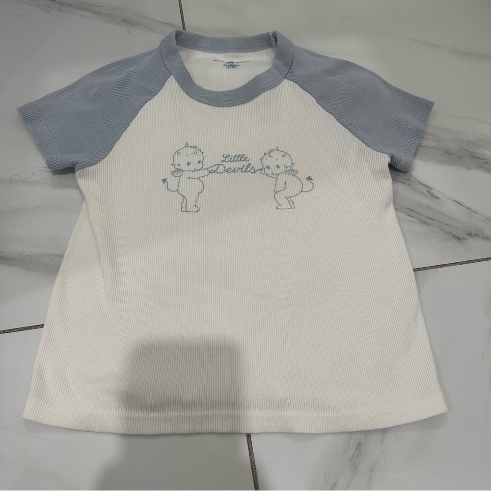 Brandy Melville White Little Devils Baby tee